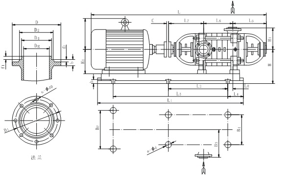 DG720-60X7型锅炉给水泵公用底座外形安装图